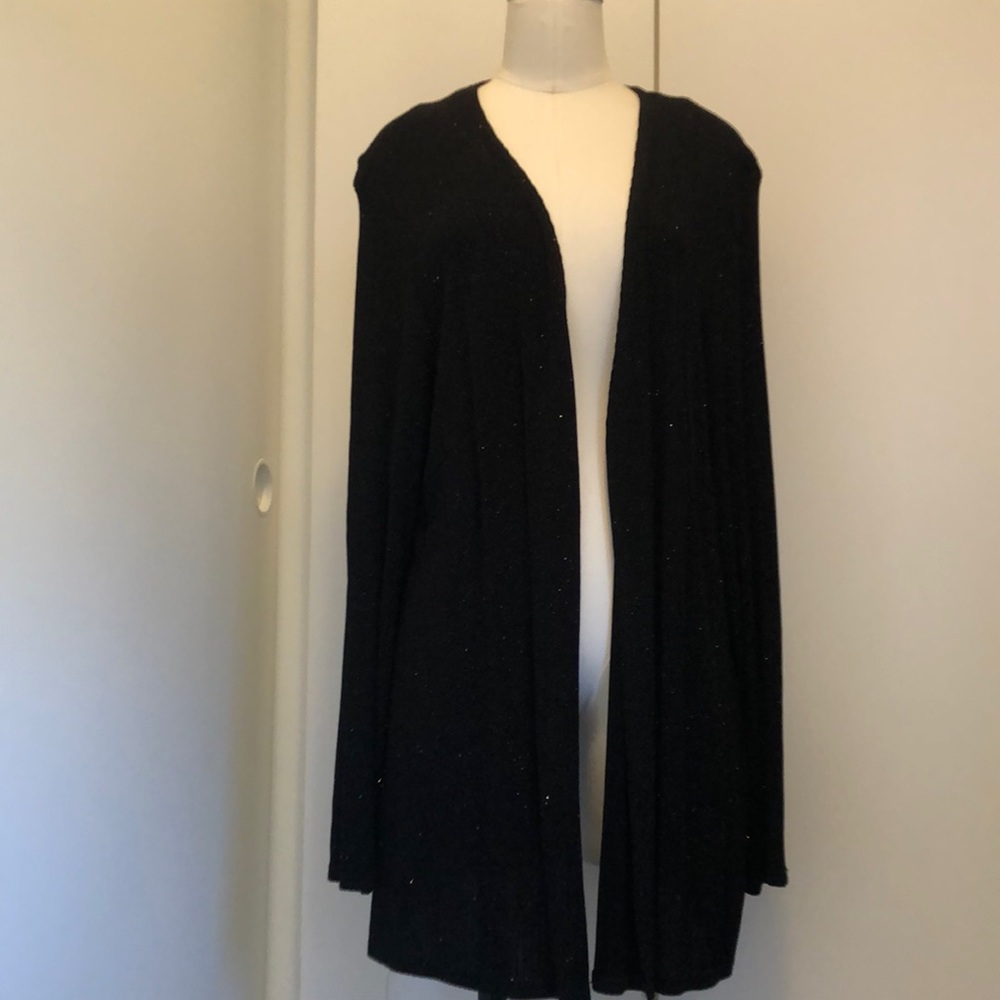 ONYX Nite! Black Sparkly Textured Open Front Fancy Cardigan